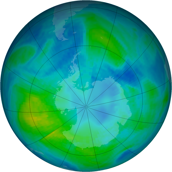 Antarctic ozone map for 11 April 1988